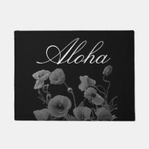 Aloha Hawaiian Hibiscus Flower Floral Black White