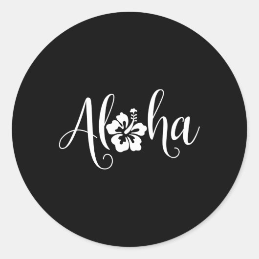 Aloha Hawaiian Hibiscus Flower Surfer Maui Kauai H Ronde Sticker (Voorkant)