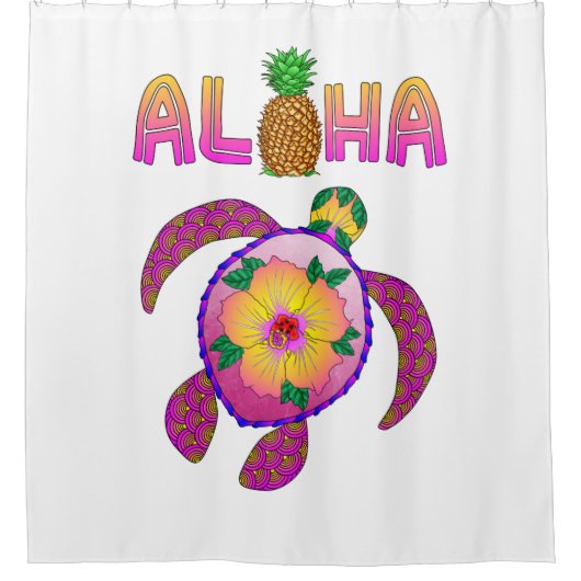 Aloha Hawaiian Honu Turtle Douchegordijn (Voorkant)