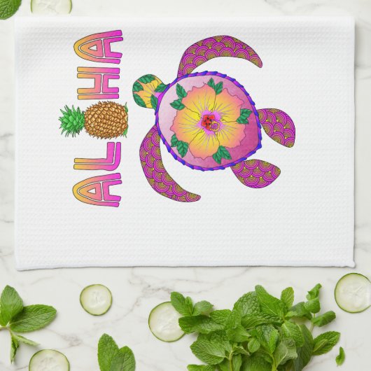 Aloha Hawaiian Honu Turtle Theedoek (Gevouwen)