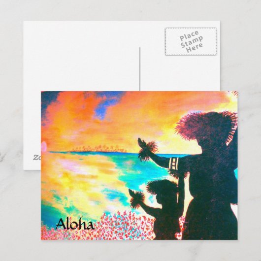 Aloha Hawaiian Hula Briefkaart (Voorkant / Achterkant)