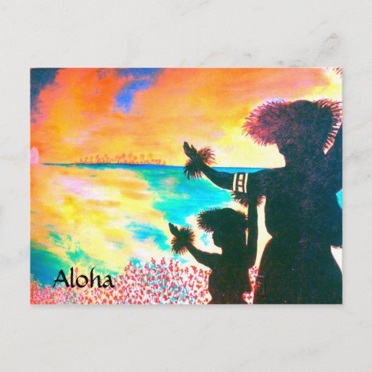 Aloha Hawaiian Hula Briefkaart (Voorkant)