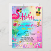 Aloha hawaiian hula over tropische meisje verjaard kaart (Voorkant)