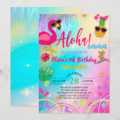 Aloha hawaiian hula over tropische meisje verjaard kaart (Voorkant / Achterkant)