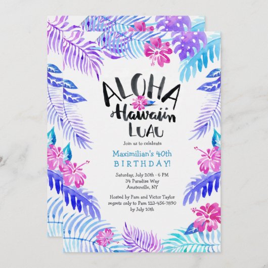 Aloha Hawaiian Invitation Kaart (Voorkant / Achterkant)