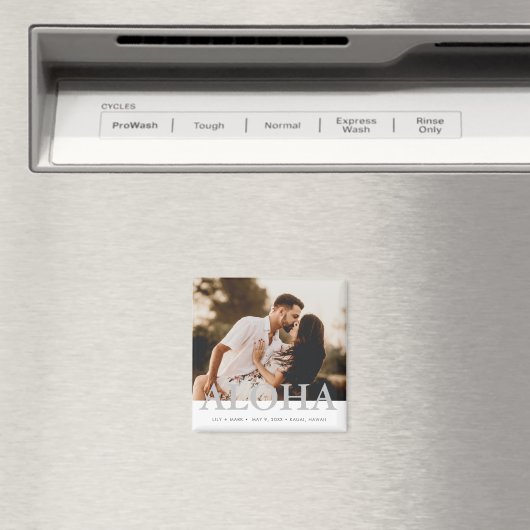Aloha Hawaiian Island Foto Bruiloft Save the Date Magneet (Insitu (Vaatwasser))