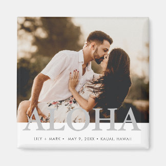 Aloha Hawaiian Island Foto Bruiloft Save the Date Magneet