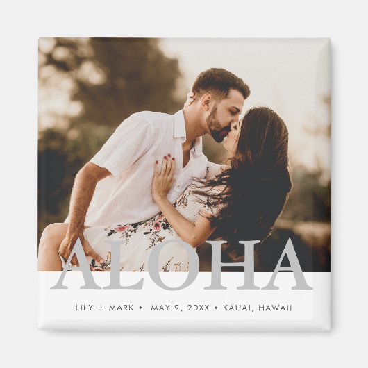 Aloha Hawaiian Island Foto Bruiloft Save the Date Magneet (Voorkant)