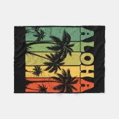 Aloha Hawaiian Island Palm Trees Surfboard Beach H Fleece Deken (Voorkant (Horizontaal))