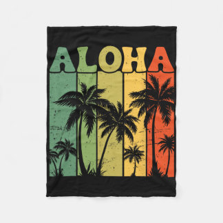 Aloha Hawaiian Island Palm Trees Surfboard Beach H Fleece Deken