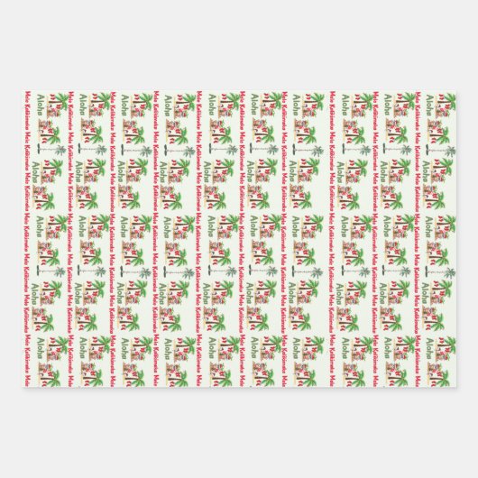 Aloha Hawaiian kerstpapier Inpakpapier Vel (Voorkant)