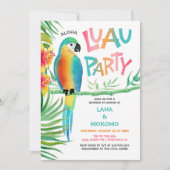 Aloha Hawaiian Luau Parrot Tropical Couples Douche Kaart (Voorkant)