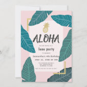 Aloha Hawaiian Luau Pineapple Blush Roze Verjaarda Kaart (Voorkant)