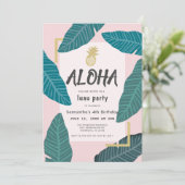 Aloha Hawaiian Luau Pineapple Blush Roze Verjaarda Kaart (Staand voorkant)