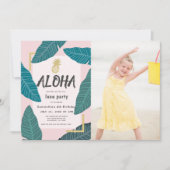 Aloha Hawaiian Luau Pineapple Foto Roze Verjaardag Kaart (Voorkant)