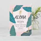 Aloha Hawaiian Luau Pineapple Pink Volwassen Verja Kaart (Staand voorkant)