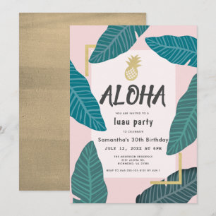Aloha Hawaiian Luau Pineapple Pink Volwassen Verja Kaart