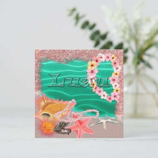 Aloha Hawaiian Luau Uitnodiging (Staand voorkant)