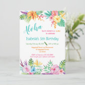 Aloha Hawaiian Luau Verjaardag Uitnodiging (Staand voorkant)