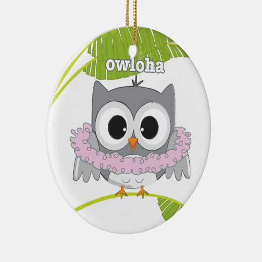 Aloha Hawaiian Owl Keramisch Ornament (Rechts)
