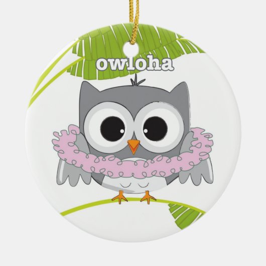 Aloha Hawaiian Owl Keramisch Ornament (Voorkant)
