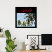 Aloha Hawaiian Palm Trees Tropical Travel Poster (Thuiskantoor)