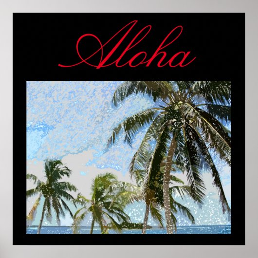 Aloha Hawaiian Palm Trees Tropical Travel Poster (Voorkant)