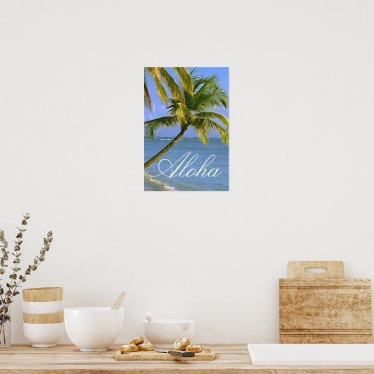 Aloha Hawaiian Palm Trees Tropical Travel Poster (Keuken)