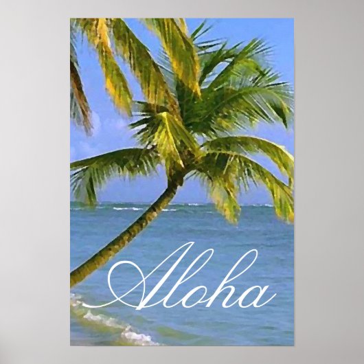 Aloha Hawaiian Palm Trees Tropical Travel Poster (Voorkant)