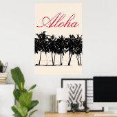 Aloha Hawaiian Palm Trees Tropics Travel Poster (Thuiskantoor)