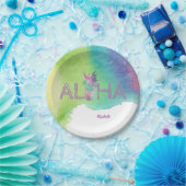 Aloha Hawaiian Pineappel, Waterverf Splash Papieren Bordje (Feest)