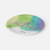 Aloha Hawaiian Pineappel, Waterverf Splash Papieren Bordje (Gekanteld)