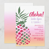 Aloha Hawaiian Pineapple Girls Birthday Kaart (Voorkant / Achterkant)