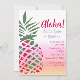 Aloha Hawaiian Pineapple Girls Birthday Kaart