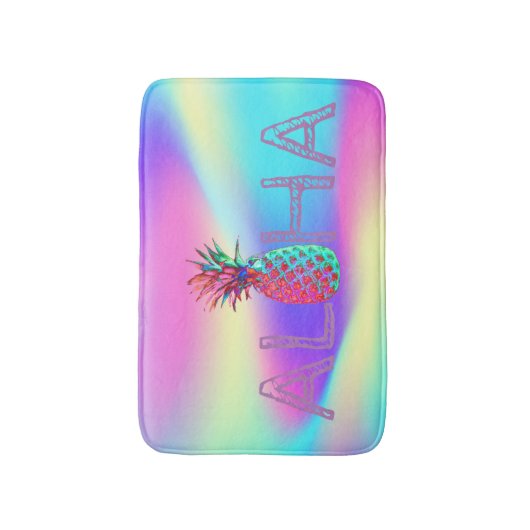 Aloha Hawaiian Pineapple Holographic Badmat (Voorkant Verticaal)
