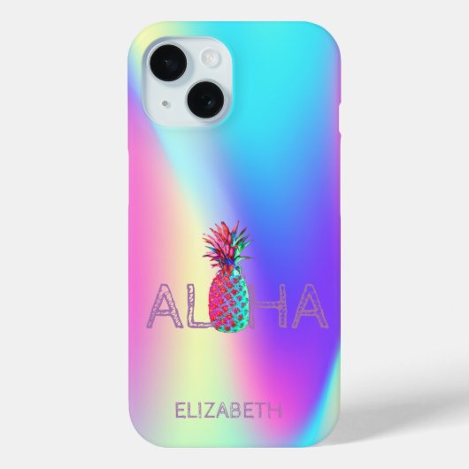 Aloha Hawaiian Pineapple Holographic Case-Mate iPhone Case (Achterkant)