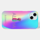 Aloha Hawaiian Pineapple Holographic Case-Mate iPhone Case (Achterkant (horizontaal))