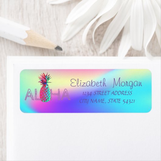 Aloha Hawaiian Pineapple Holographic Etiket (Insitu)