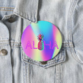 Aloha Hawaiian Pineapple Holographic Ronde Button 4,0 Cm (In situ)
