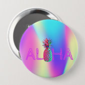 Aloha Hawaiian Pineapple Holographic Ronde Button 4,0 Cm (Voorkant /achterkant)