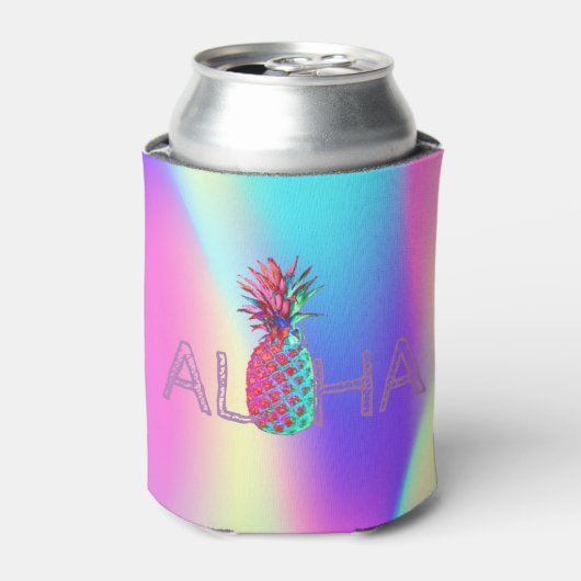 Aloha Hawaiian Pineapple Ombre Holographic Blikjeskoeler (Blikje Voorkant)