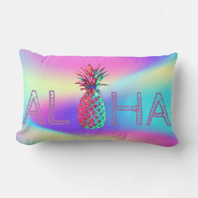 Aloha Hawaiian Pineapple Ombre Holographic Kussen (Voorkant)