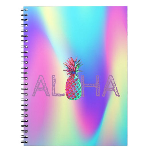 Aloha Hawaiian Pineapple Ombre Holographic Notitieboek (Voorkant)