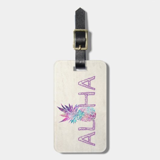 Aloha Hawaiian Pineapple-Personalized Bagagelabel (Voorkant verticaal)