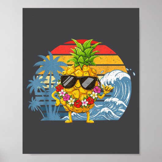 Aloha Hawaiian Pineapple Sign Hawaii Shaka Fun Poster (Voorkant)