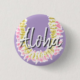 Aloha Hawaiian Plumeria Lei Elegant Floral Pastel  Ronde Button 3,2 Cm