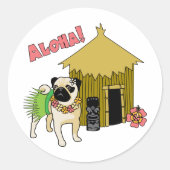 Aloha! Hawaiian Pug Stickers (Voorkant)