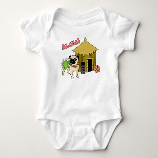 Aloha! Hawaiian Pug T - shirts voor baby's (Voorkant)