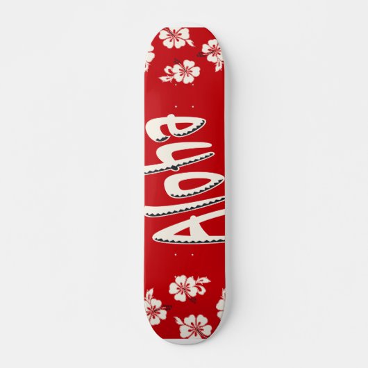 Aloha Hawaiian Red Skateboard (Voorkant)