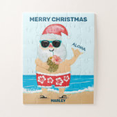 Aloha Hawaiian Santa Beach Kinder Kerstmis Legpuzzel (Verticaal)